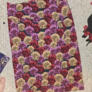 Lularoe  Xl Floral Rose Print Women's Skirt